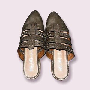 MI IM Loafer Slides Stone Brown Tan Stacked Heel Comfortable Shoes Womens Size 6